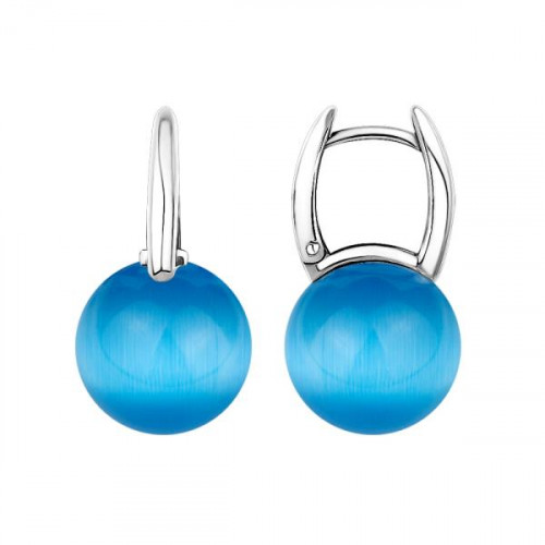 Серебряные cерьги с кошачим глазом