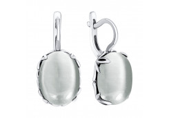 Серебряные cерьги с кошачим глазом