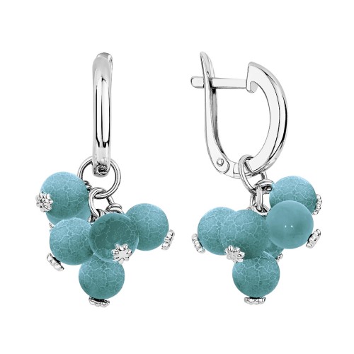 Серебряные cерьги висячие с амазонитом