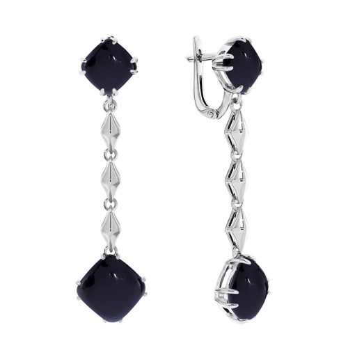 Серебряные cерьги висячие с агатом