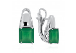 Серебряные cерьги с агатом зеленым