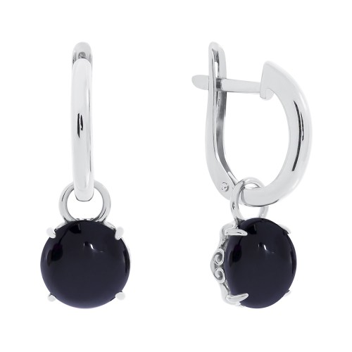 Серебряные cерьги висячие с агатом