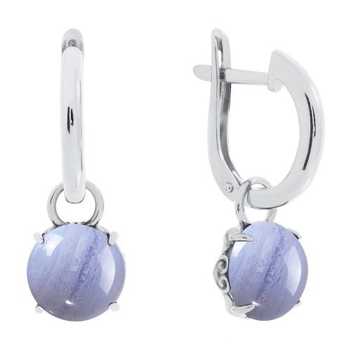 Серебряные cерьги висячие с агатом