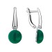 Серебряные cерьги висячие с агатом зеленым