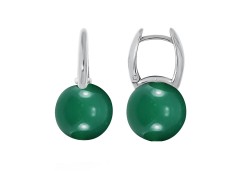 Серебряные cерьги с агатом зеленым