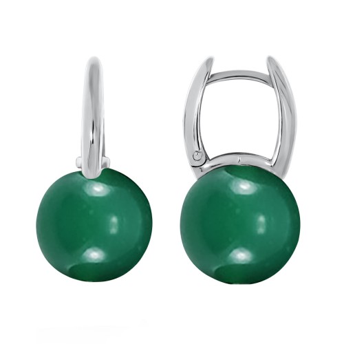 Серебряные cерьги с агатом зеленым