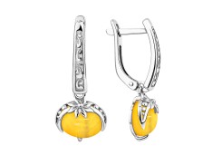 Серебряные cерьги висячие с агатом