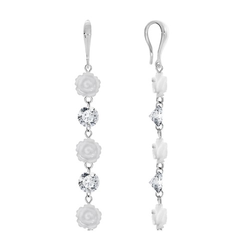 Серебряные cерьги висячие с перламутром