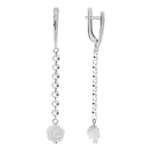 Серебряные cерьги висячие с перламутром