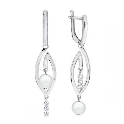 Серебряные cерьги висячие с горным хрусталем