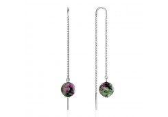 Серебряные cерьги с цоизитом