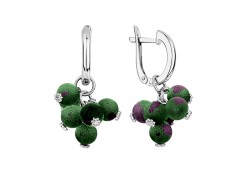 Серебряные cерьги висячие с цоизитом