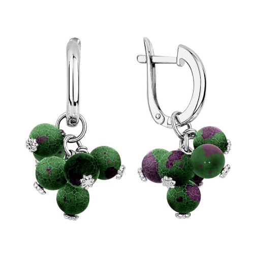 Серебряные cерьги висячие с цоизитом