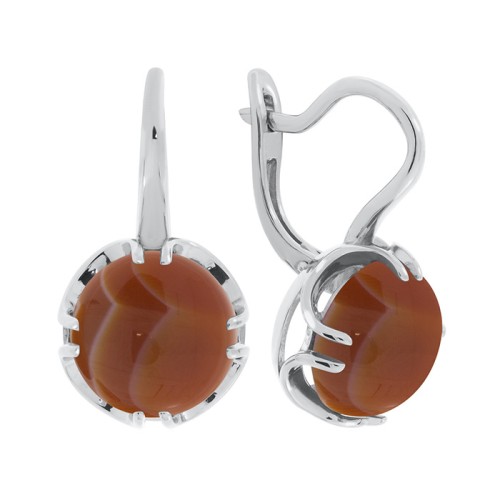 Серебряные cерьги с сердоликом