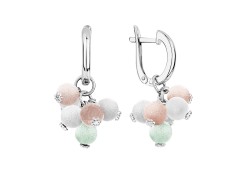 Серебряные cерьги висячие с полудрагоценными камнями