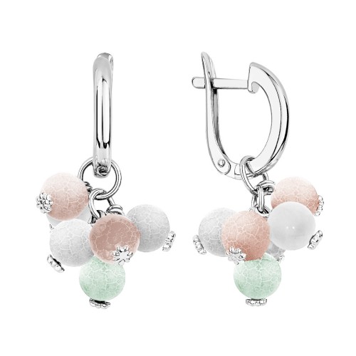 Серебряные cерьги висячие с полудрагоценными камнями