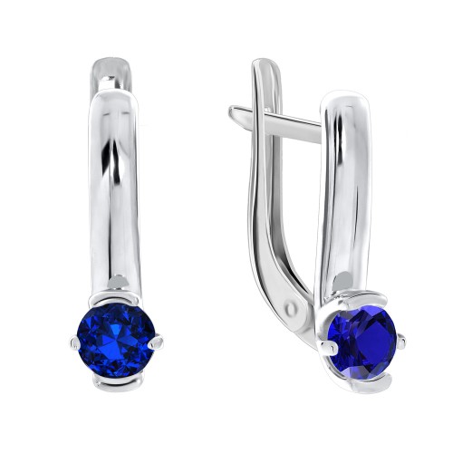 Серебряные cерьги с сапфиром