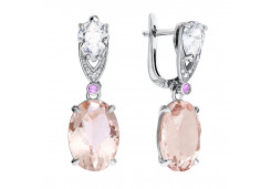 Серебряные cерьги висячие с полудрагоценными камнями