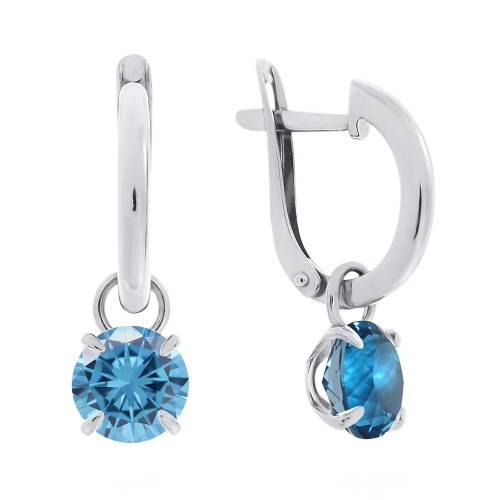 Серебряные cерьги висячие с ситаллом