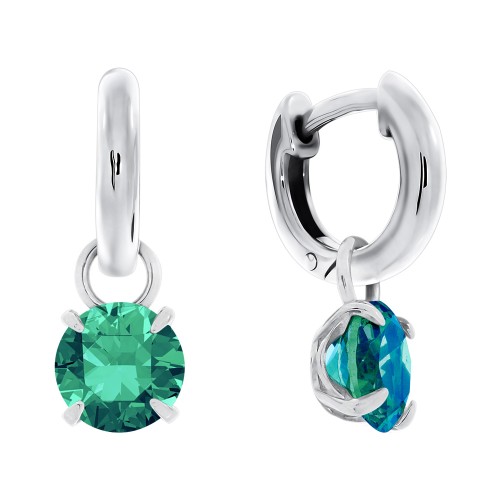 Серебряные cерьги висячие с турмалином