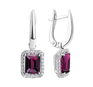 Серебряные cерьги висячие с ситаллом