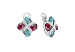 Серебряные cерьги классические с полудрагоценными камнями