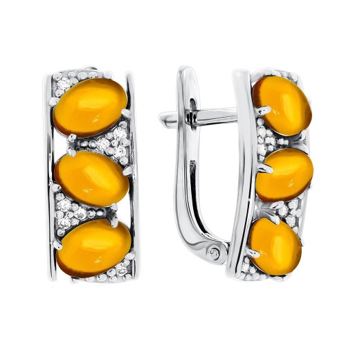 Серебряные cерьги с цитрином