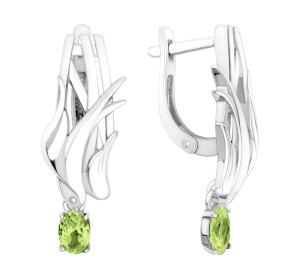 Серебряные cерьги висячие с ситаллом