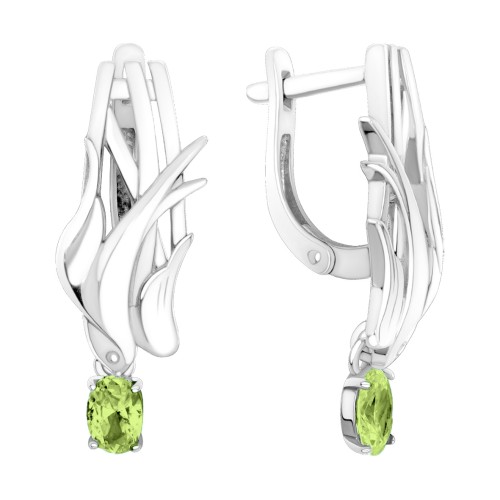 Серебряные cерьги висячие с ситаллом