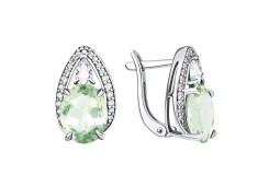 Серебряные cерьги классические с празиолитом