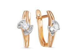 Золотые cерьги классические с бриллиантом