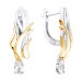 Серебряные cерьги висячие с позолотой с фианитом