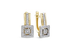Серьги классические из желтого золота с бриллиантом