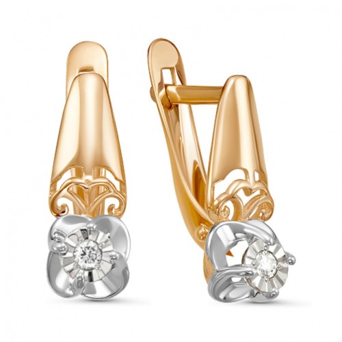 Золотые cерьги с бриллиантом