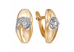 Золотые cерьги классические с бриллиантом