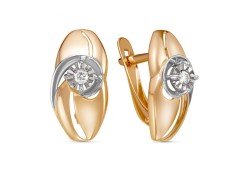 Золотые cерьги классические с бриллиантом