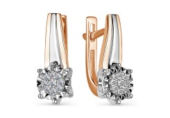 Золотые cерьги классические с бриллиантом