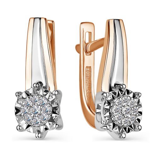 Золотые cерьги классические с бриллиантом