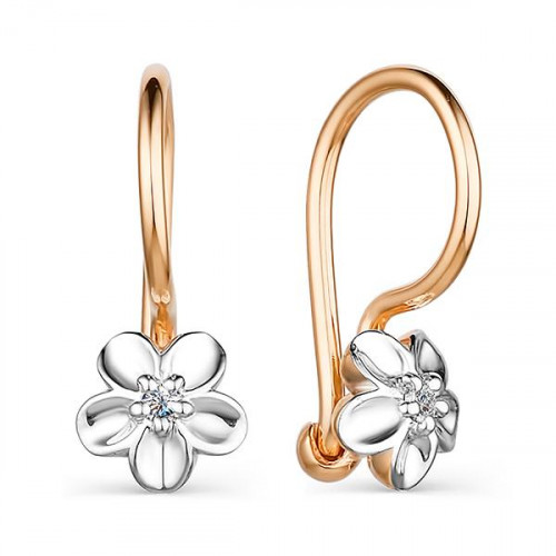 Золотые cерьги классические с бриллиантом