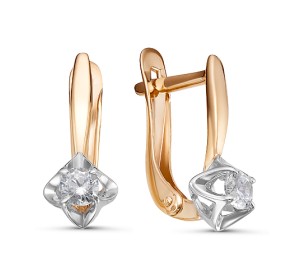 Золотые cерьги с бриллиантом