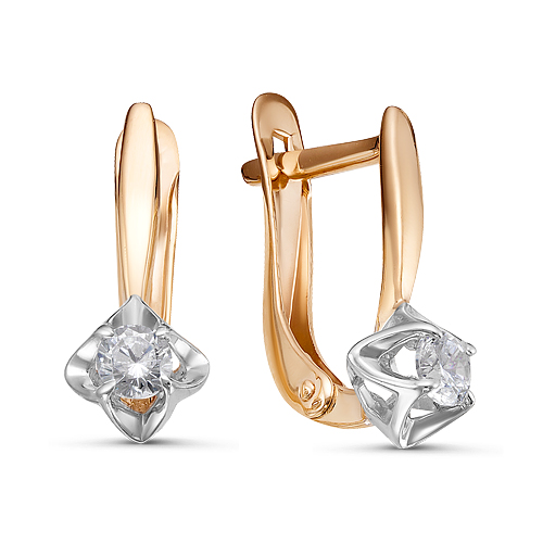 Золотые cерьги с бриллиантом