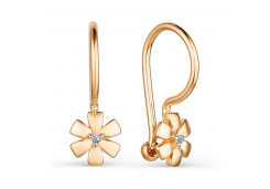 Золотые cерьги классические с бриллиантом