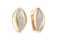 Золотые cерьги классические с фианитом