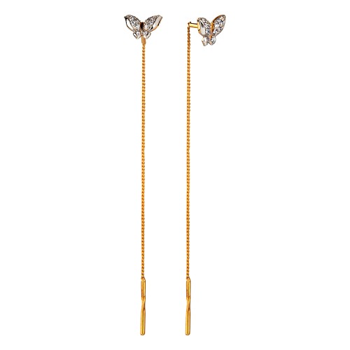 Золотые cерьги классические с фианитом