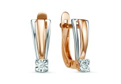 Золотые cерьги с бриллиантом