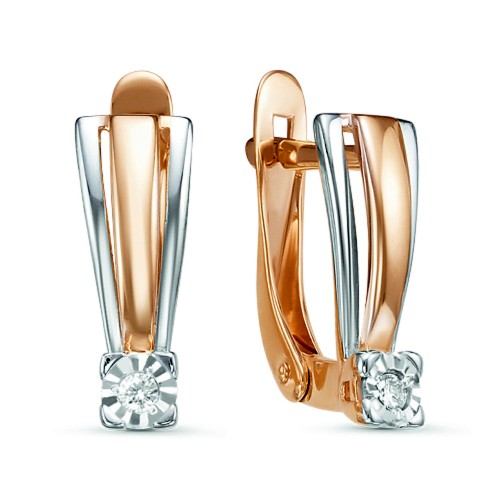 Золотые cерьги с бриллиантом