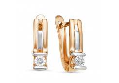 Золотые cерьги классические с бриллиантом