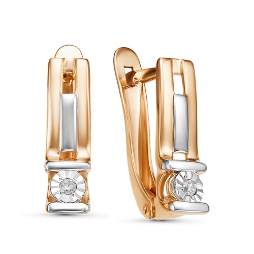 Золотые cерьги классические с бриллиантом