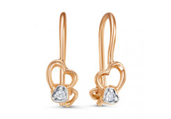 Золотые cерьги классические с фианитом