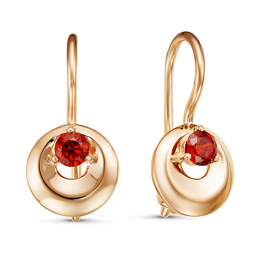 Золотые cерьги классические с фианитом